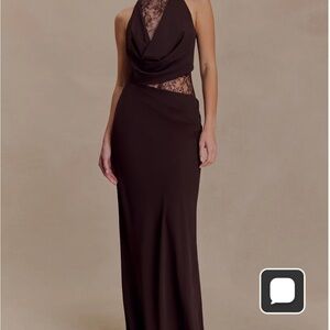 ARRA Meshki Brown Lace Maxi Dress